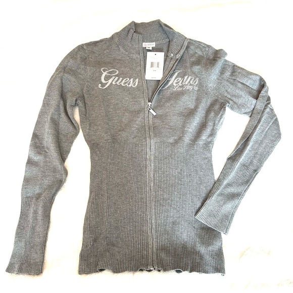 NWT Guess Los Angeles Bling Logo Full Zip Sweater - Picture 1 of 10